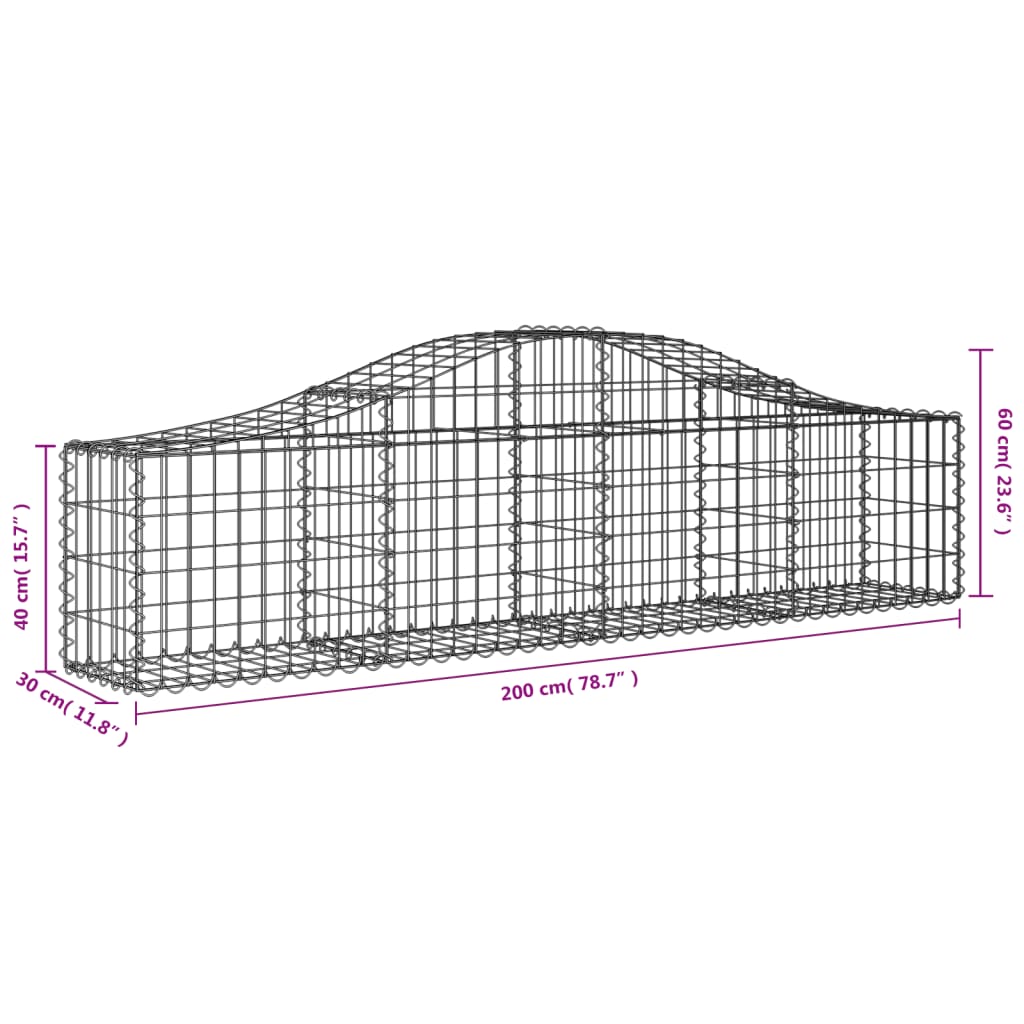 Cesti Gabbioni ad Arco 10 pz 200x30x40/60 cm Ferro Zincato | homemem39