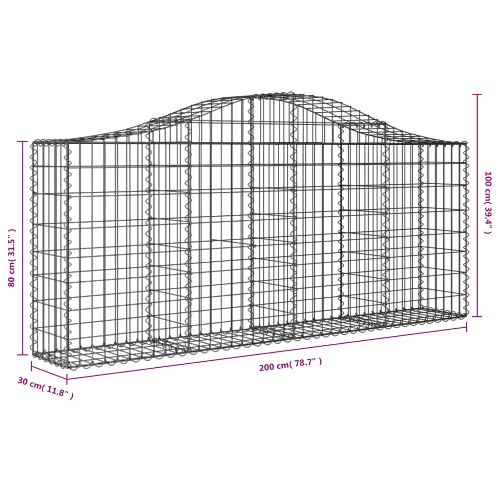 Cesti Gabbioni ad Arco 14 pz 200x30x80/100 cm Ferro Zincato | homemem39