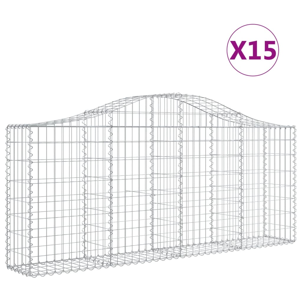 Cesti Gabbioni ad Arco 15 pz 200x30x80/100 cm Ferro Zincato - homemem39