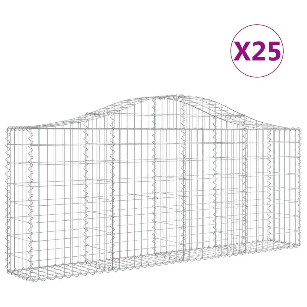 Cesti Gabbioni ad Arco 25 pz 200x30x80/100 cm Ferro Zincato - homemem39