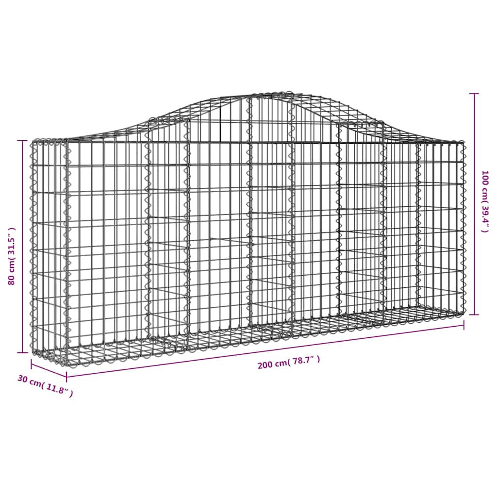 Cesti Gabbioni ad Arco 30 pz 200x30x80/100 cm Ferro Zincato | homemem39