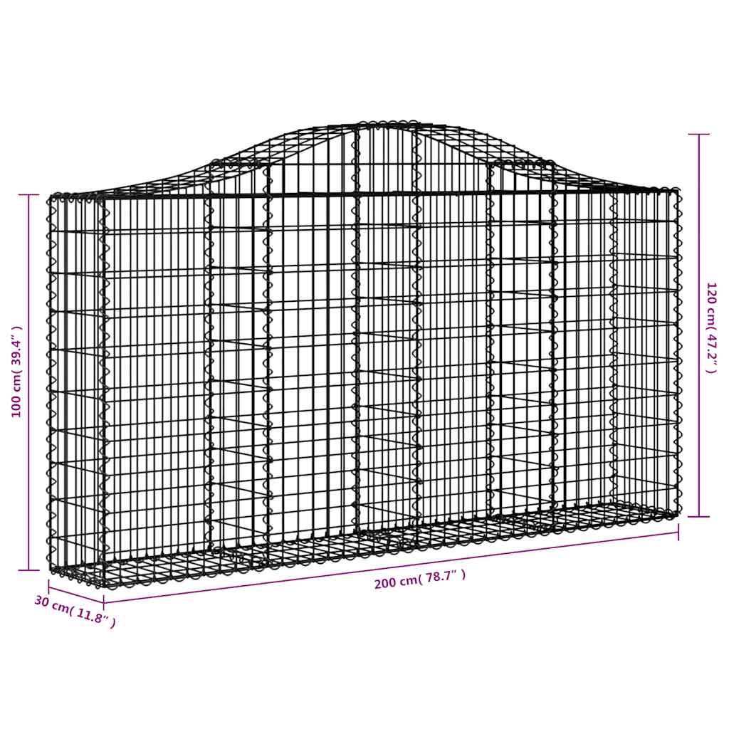 Cesti Gabbioni ad Arco 12 pz 200x30x100/120 cm Ferro Zincato | homemem39