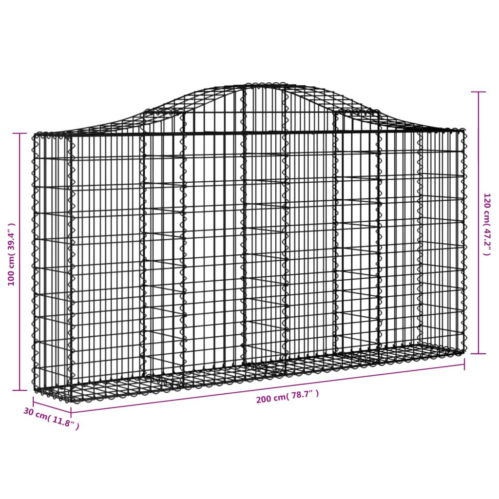 Cesti Gabbioni ad Arco 13 pz 200x30x100/120 cm Ferro Zincato | homemem39