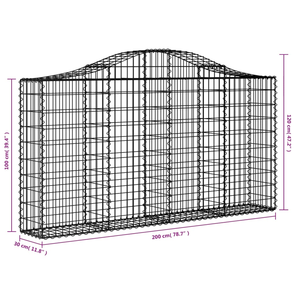 Cesti Gabbioni ad Arco 14 pz 200x30x100/120 cm Ferro Zincato | homemem39