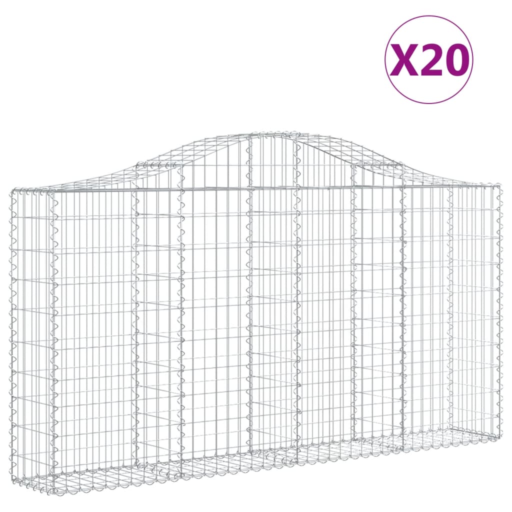 Cesti Gabbioni ad Arco 20 pz 200x30x100/120 cm Ferro Zincato - homemem39