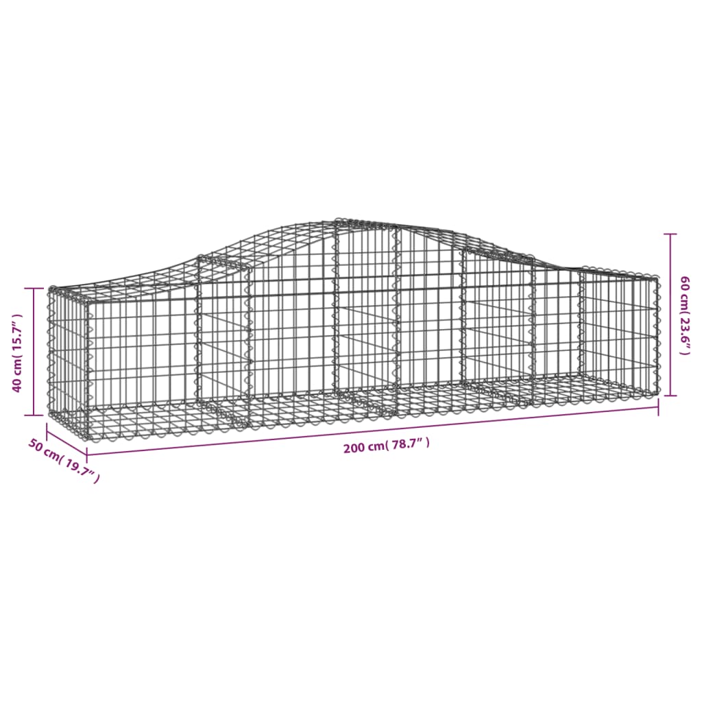 Cesti Gabbioni ad Arco 18 pz 200x50x40/60 cm Ferro Zincato | homemem39