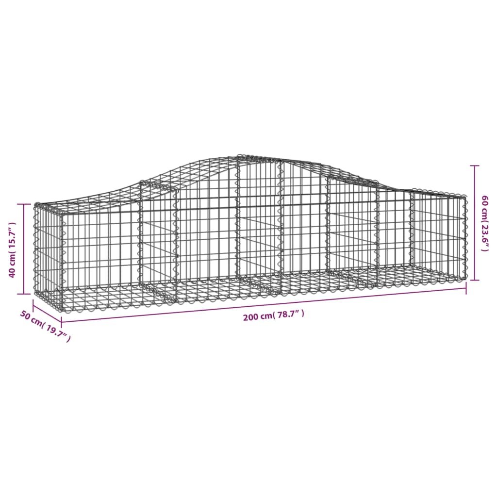 Cesti Gabbioni ad Arco 25 pz 200x50x40/60 cm Ferro Zincato | homemem39