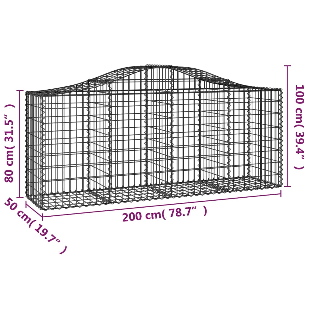 Cesti Gabbioni ad Arco 30 pz 200x50x80/100 cm Ferro Zincato | homemem39