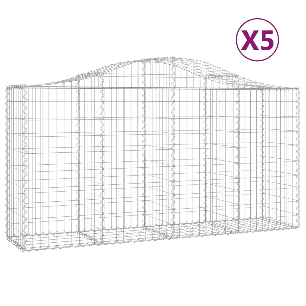 Cesti Gabbioni ad Arco 5 pz 200x50x100/120 cm Ferro Zincato - homemem39