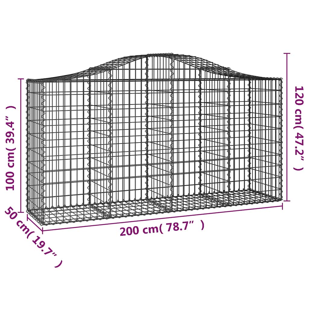 Cesti Gabbioni ad Arco 8 pz 200x50x100/120 cm Ferro Zincato | homemem39