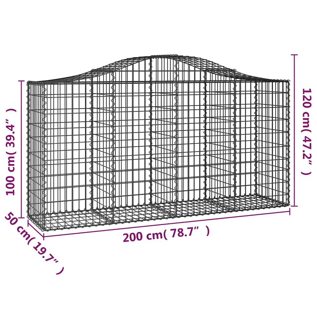 Cesti Gabbioni ad Arco 18 pz 200x50x100/120 cm Ferro Zincato | homemem39
