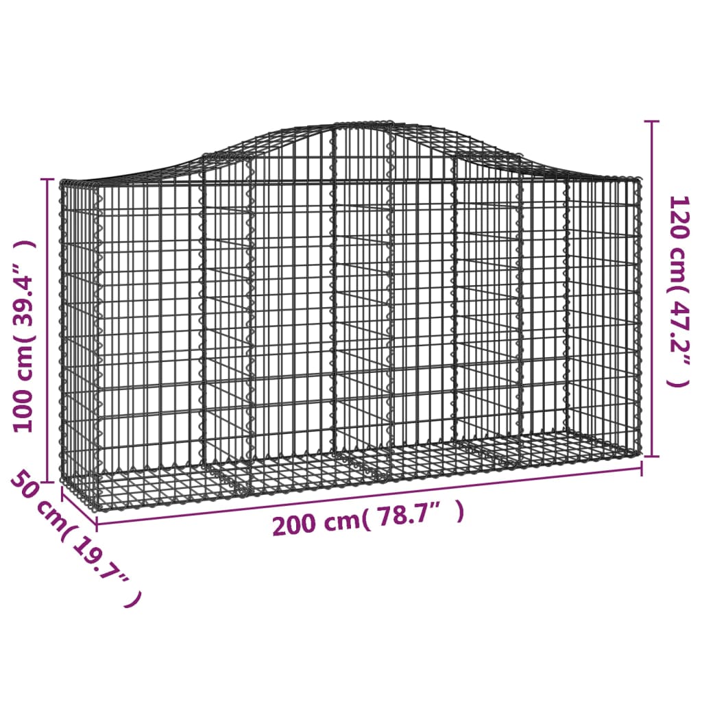 Cesti Gabbioni ad Arco 50 pz 200x50x100/120 cm Ferro Zincato | homemem39