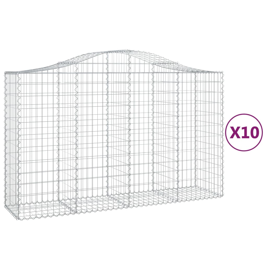 Cesti Gabbioni ad Arco 10 pz 200x50x120/140 cm Ferro Zincato - homemem39