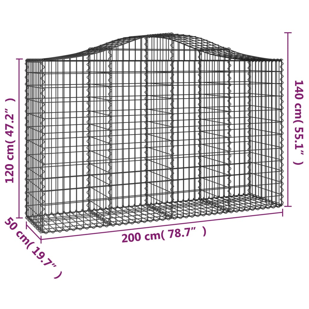 Cesti Gabbioni ad Arco 25 pz 200x50x120/140 cm Ferro Zincato | homemem39