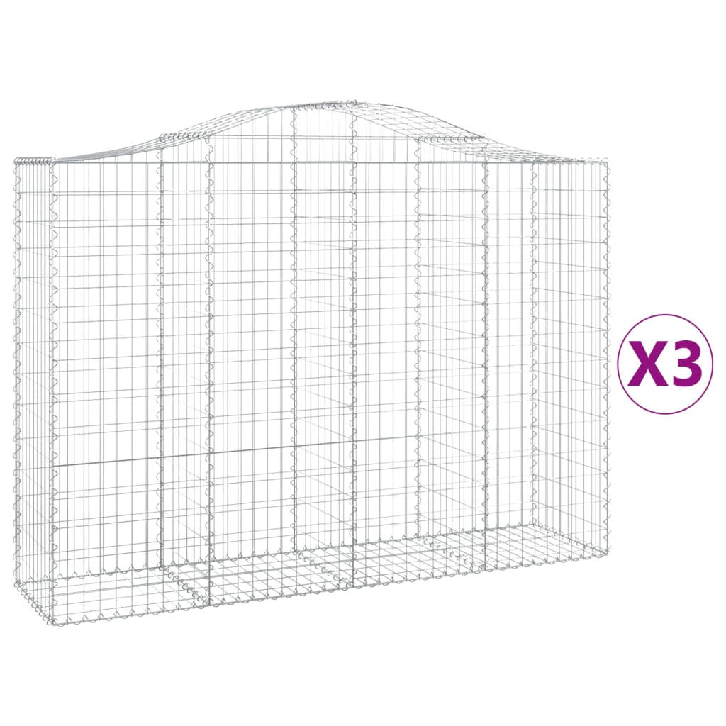 Cesti Gabbioni ad Arco 3 pz 200x50x140/160 cm Ferro Zincato - homemem39