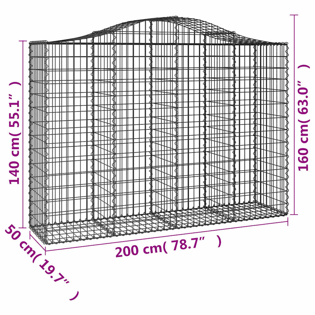 Cesti Gabbioni ad Arco 12 pz 200x50x140/160 cm Ferro Zincato | homemem39
