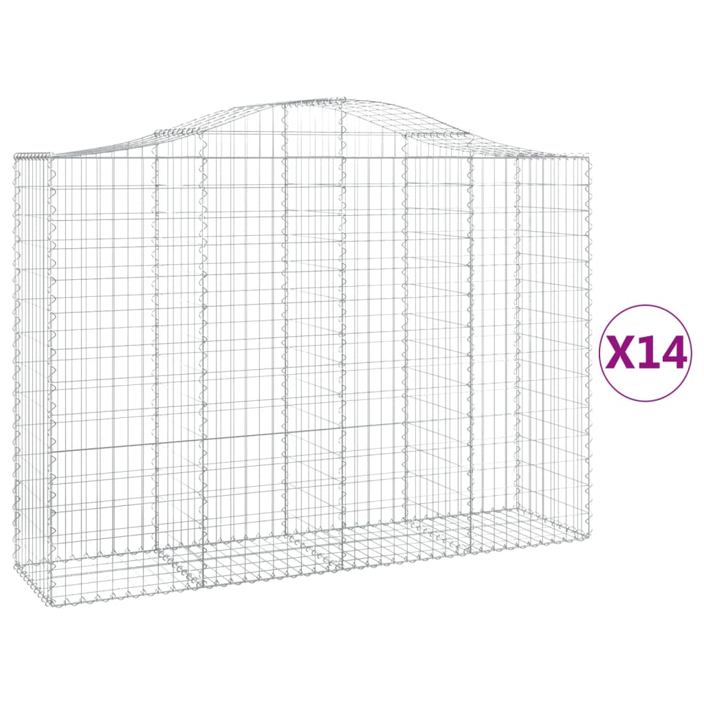 Cesti Gabbioni ad Arco 14 pz 200x50x140/160 cm Ferro Zincato - homemem39