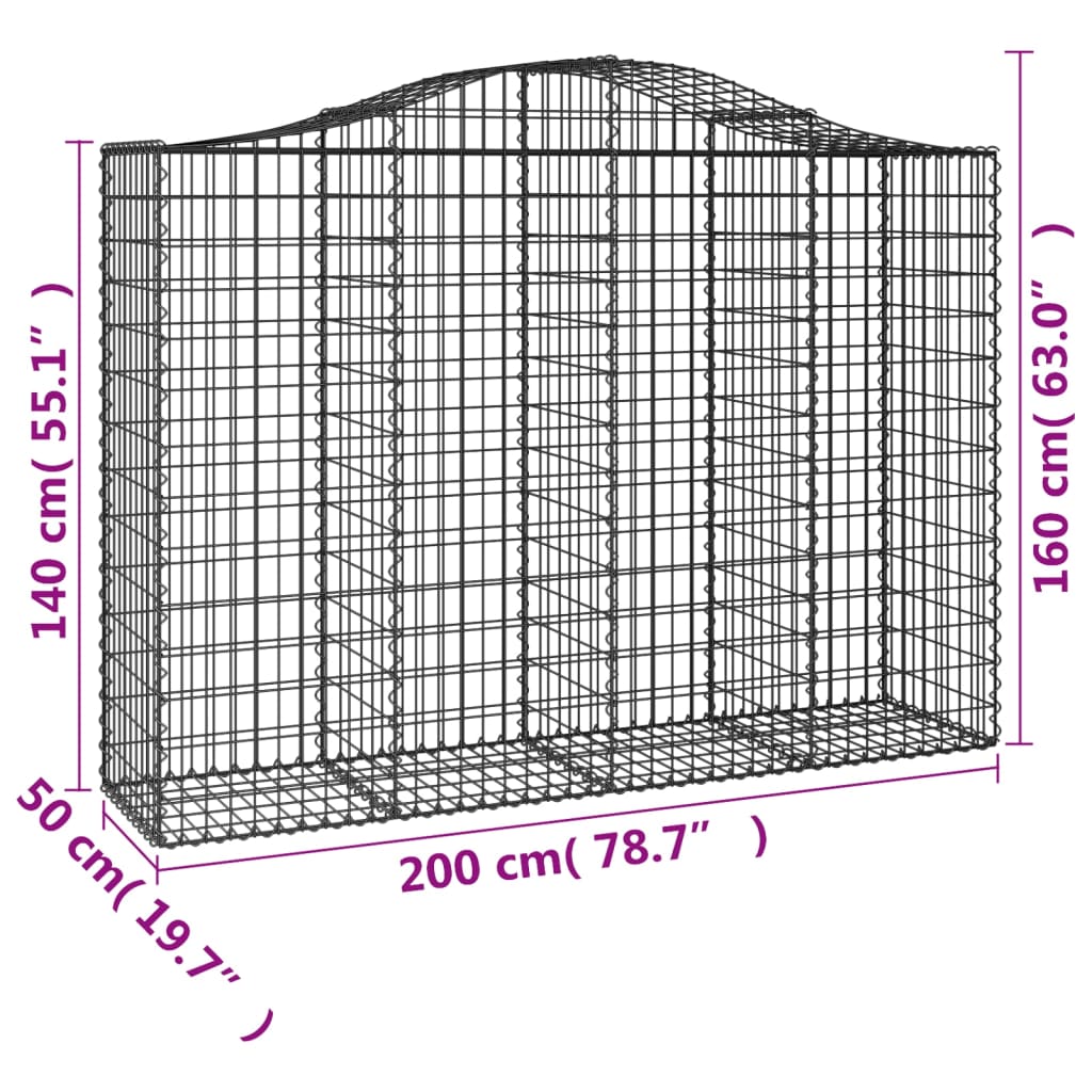 Cesti Gabbioni ad Arco 50 pz 200x50x140/160 cm Ferro Zincato | homemem39