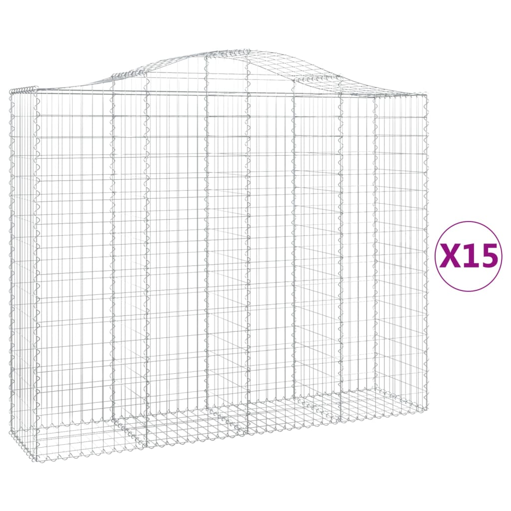 Cesti Gabbioni ad Arco 15 pz 200x50x160/180 cm Ferro Zincato - homemem39