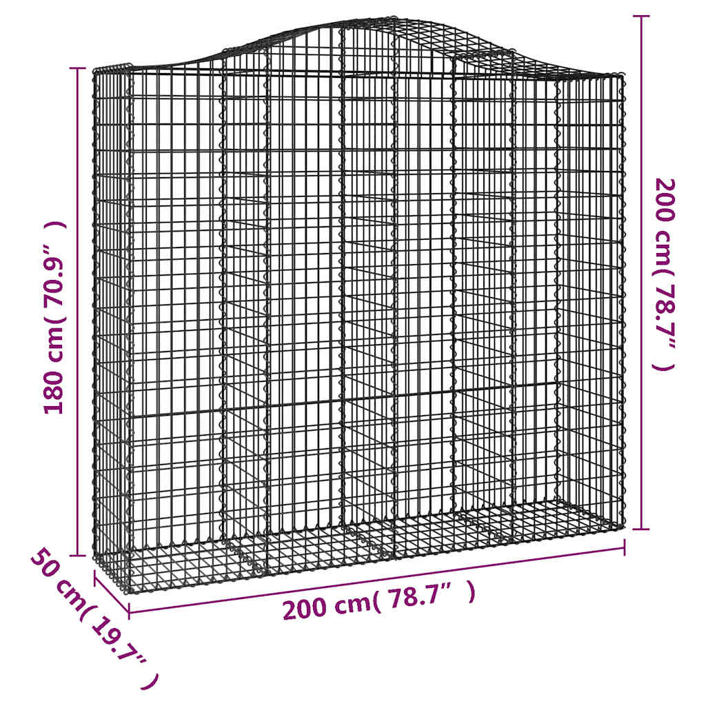 Cesti Gabbioni ad Arco 2 pz 200x50x180/200 cm Ferro Zincato | homemem39