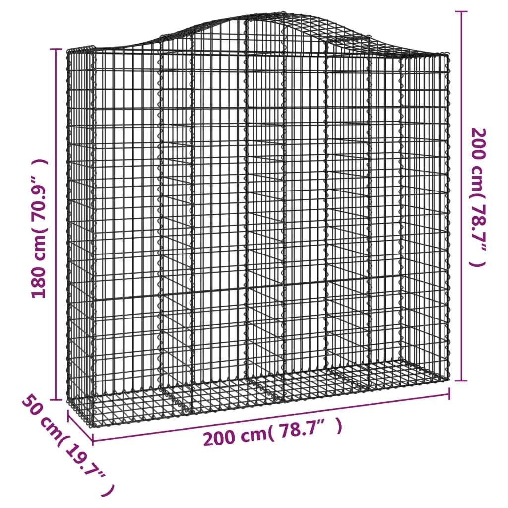 Cesti Gabbioni ad Arco 4 pz 200x50x180/200 cm Ferro Zincato | homemem39