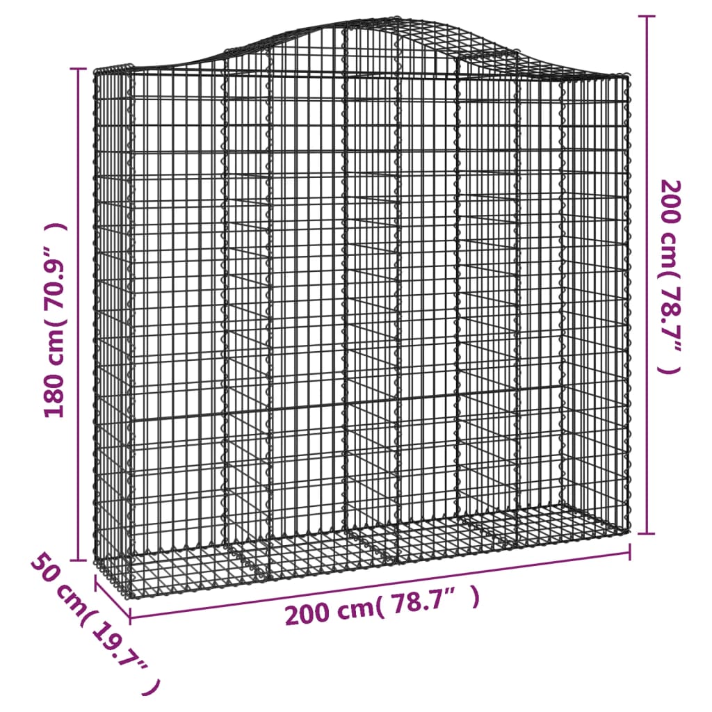 Cesti Gabbioni ad Arco 9 pz 200x50x180/200 cm Ferro Zincato - homemem39
