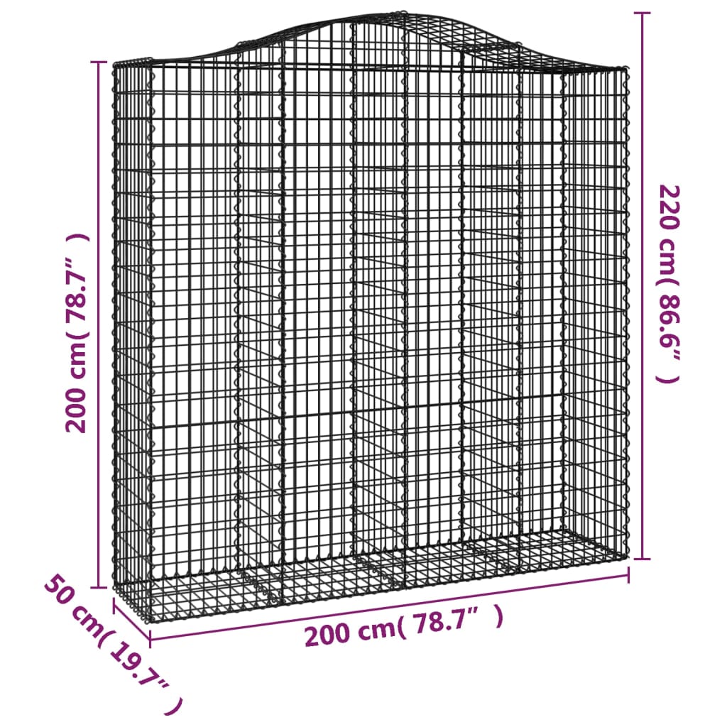 Cesti Gabbioni ad Arco 4 pz 200x50x200/220 cm Ferro Zincato | homemem39