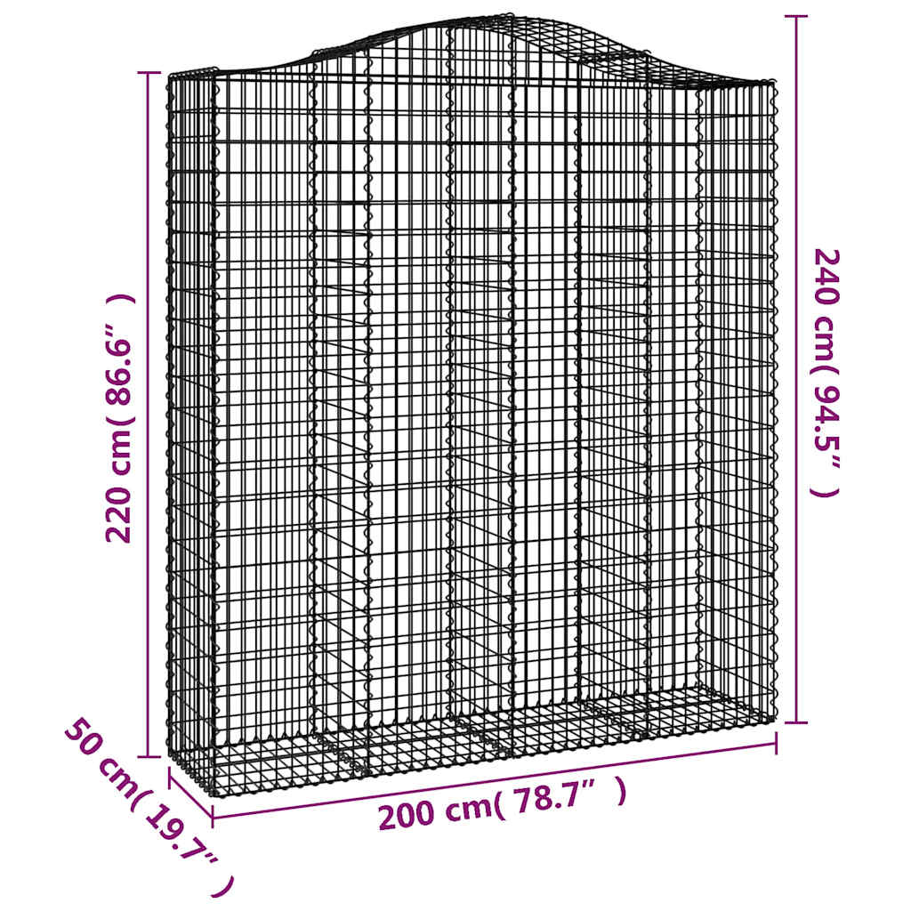 Cesti Gabbioni ad Arco 7 pz 200x50x220/240 cm Ferro Zincato | homemem39