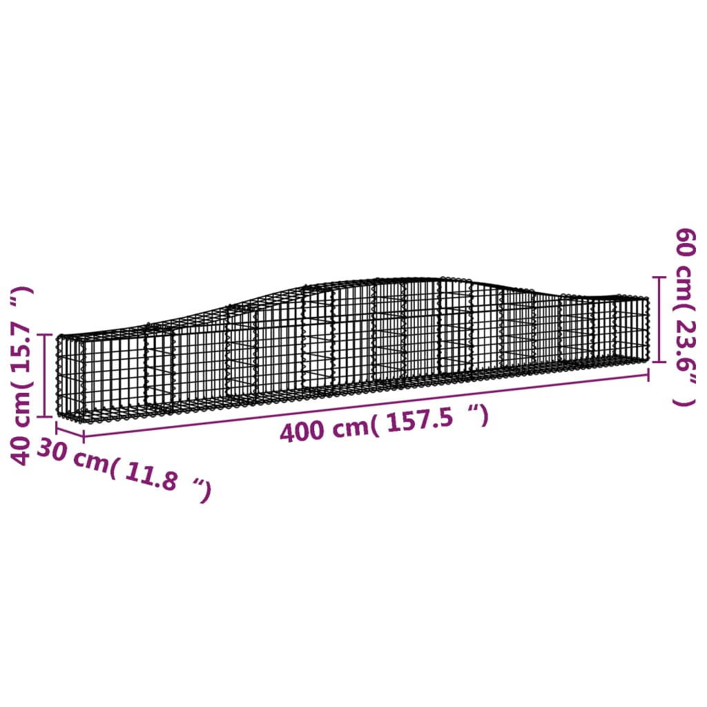 Cesti Gabbioni ad Arco 7 pz 400x30x40/60 cm Ferro Zincato | homemem39