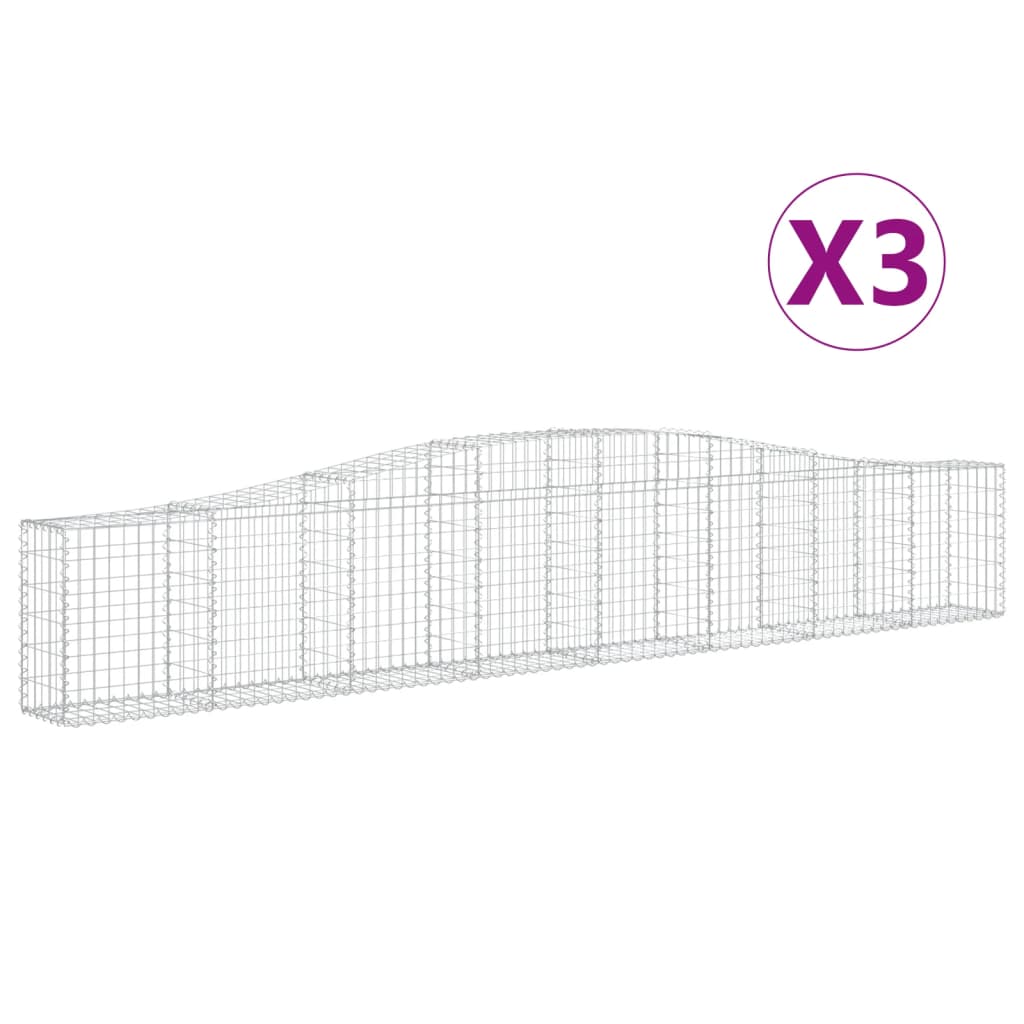 Cesti Gabbioni ad Arco 3 pz 400x30x60/80 cm Ferro Zincato - homemem39