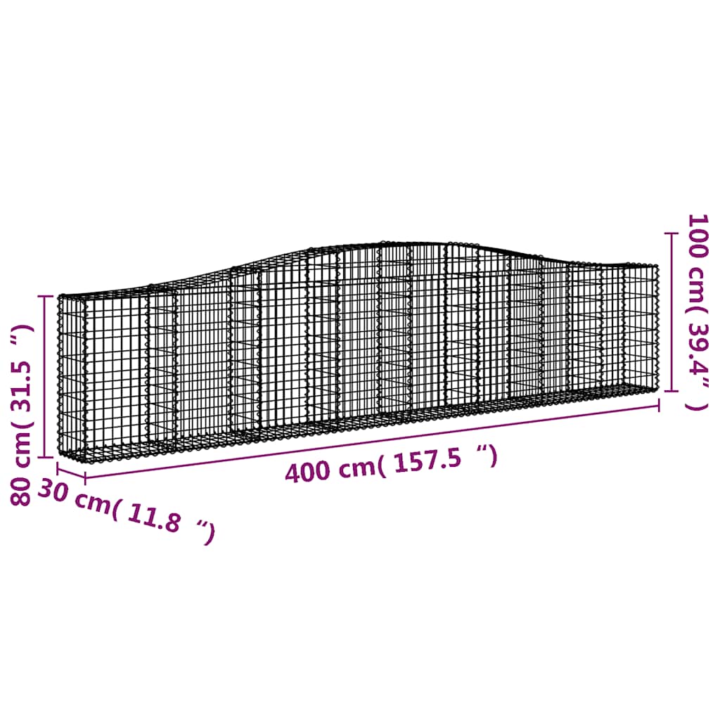 Cesti Gabbioni ad Arco 6 pz 400x30x80/100 cm Ferro Zincato | homemem39