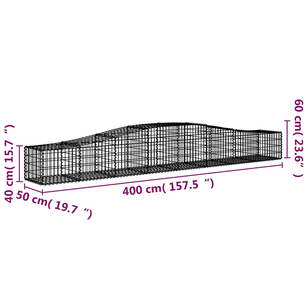 Cesti Gabbioni ad Arco 4 pz 400x50x40/60 cm Ferro Zincato | homemem39