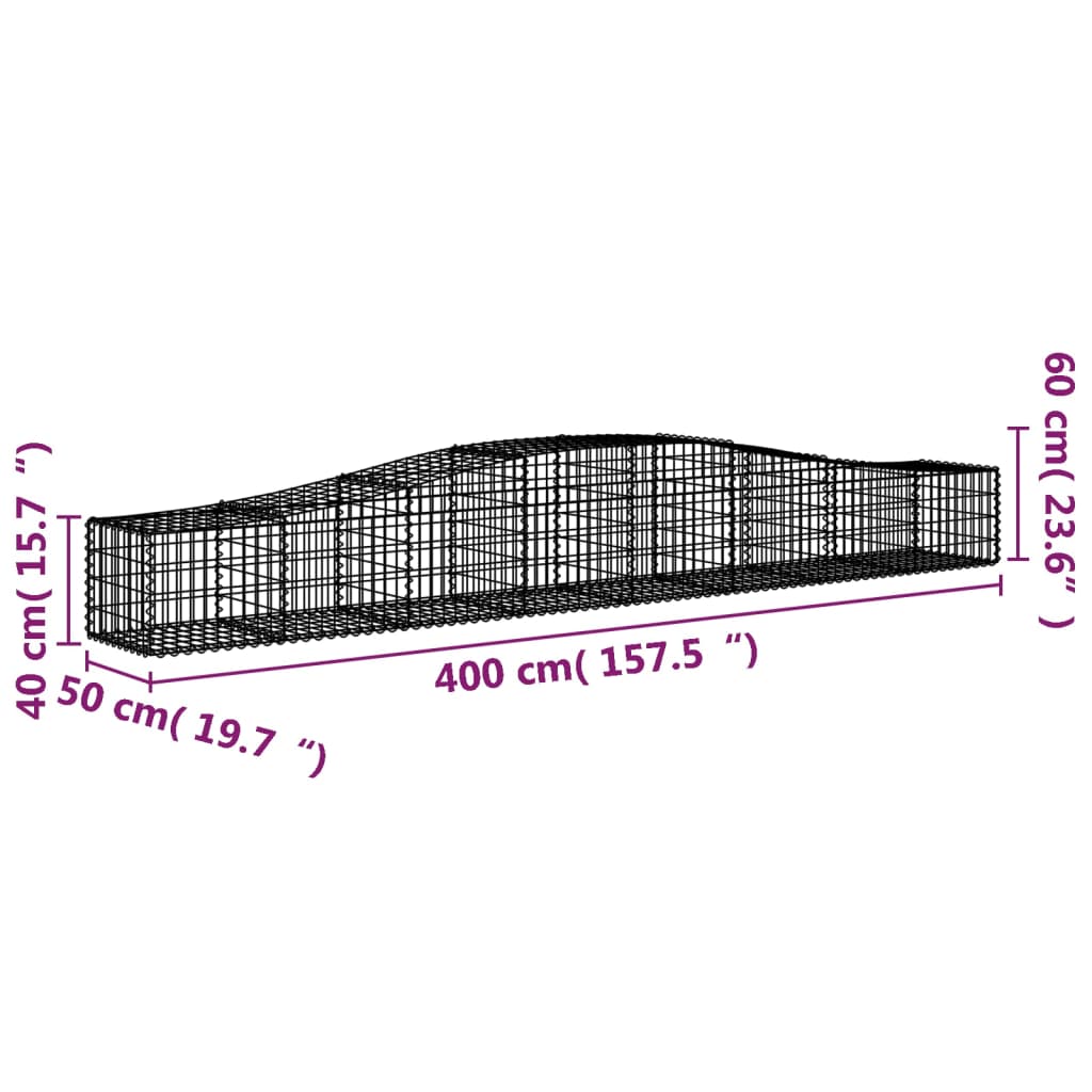 Cesti Gabbioni ad Arco 25 pz 400x50x40/60 cm Ferro Zincato | homemem39