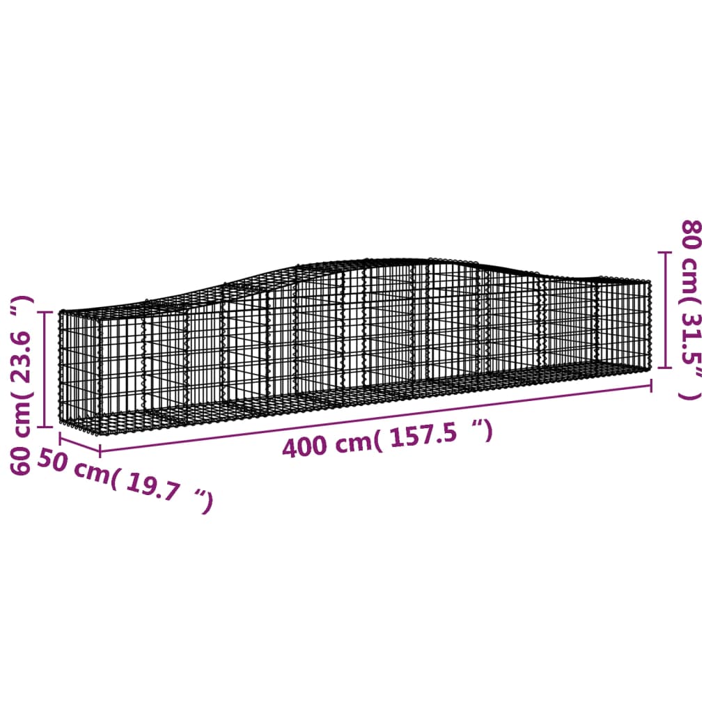 Cesti Gabbioni ad Arco 9 pz 400x50x60/80 cm Ferro Zincato - homemem39