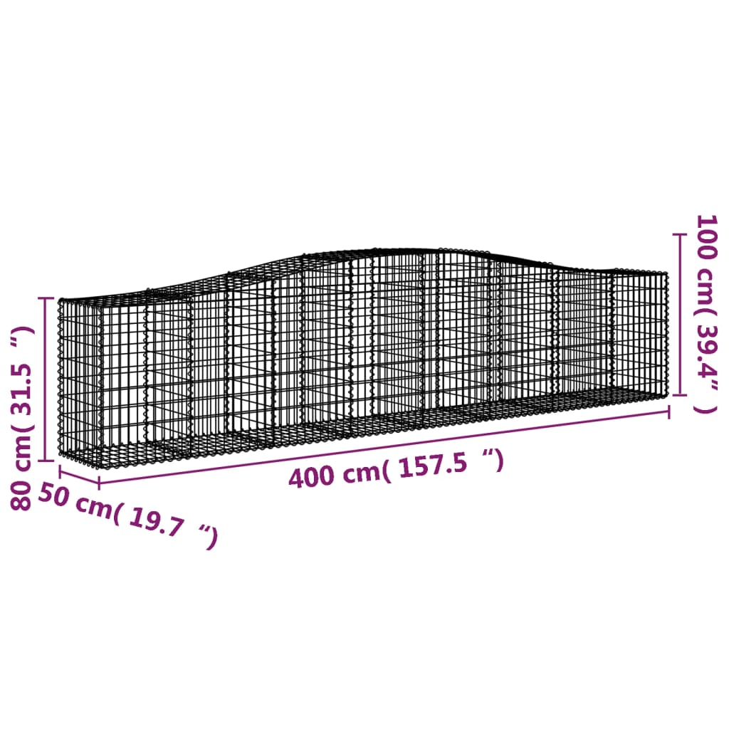 Cesti Gabbioni ad Arco 4 pz 400x50x80/100 cm Ferro Zincato | homemem39