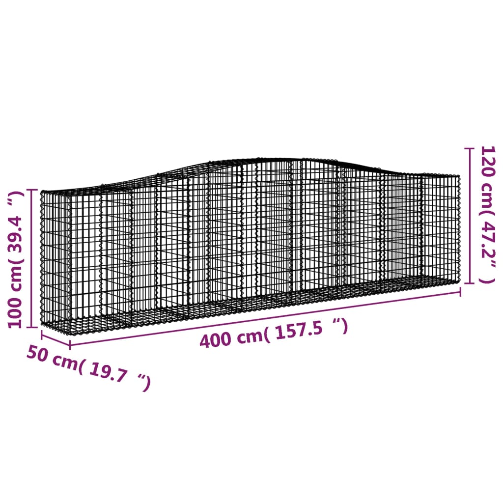 Cesti Gabbioni ad Arco 5 pz 400x50x100/120 cm Ferro Zincato | homemem39