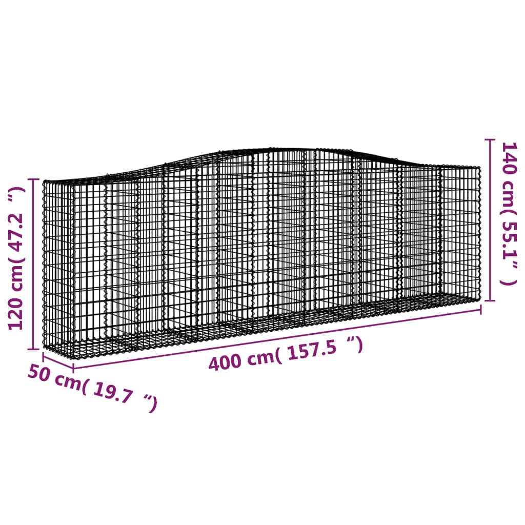 Cesti Gabbioni ad Arco 10 pz 400x50x120/140 cm Ferro Zincato | homemem39