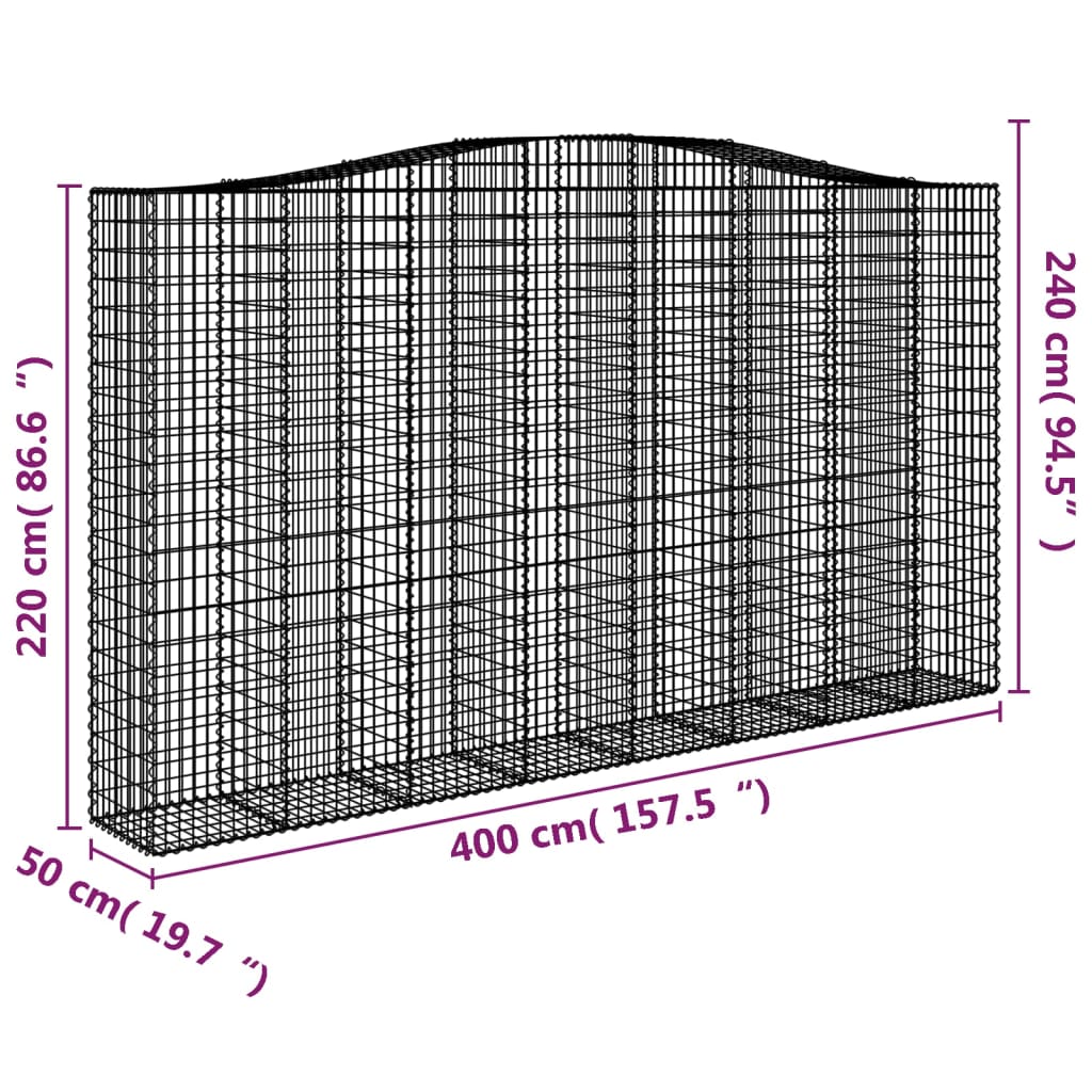 Cesti Gabbioni ad Arco 8 pz 400x50x220/240 cm Ferro Zincato | homemem39