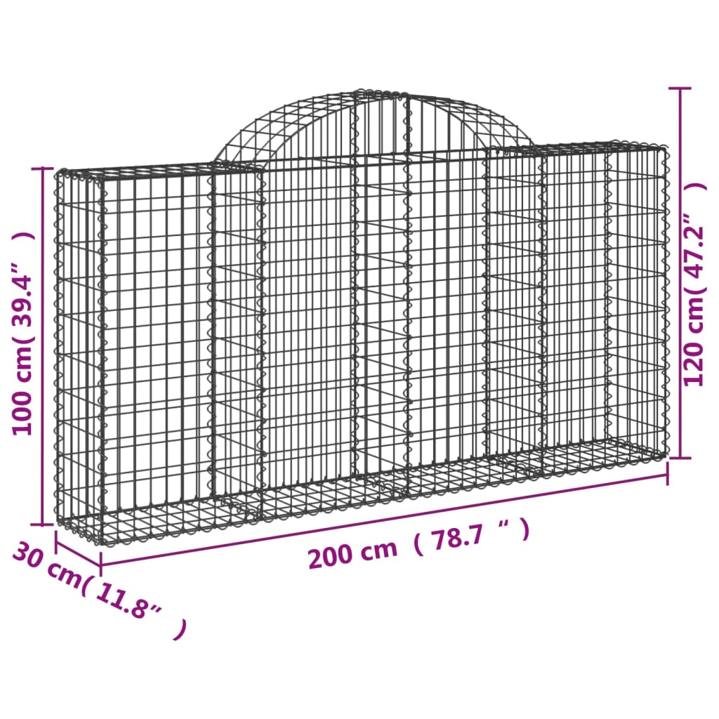 Cesti Gabbioni ad Arco 14 pz 200x30x100/120 cm Ferro Zincato | homemem39