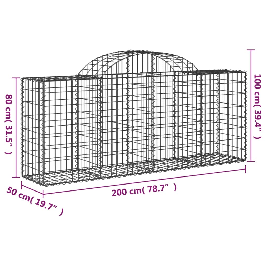 Cesti Gabbioni ad Arco 40 pz 200x50x80/100 cm Ferro Zincato | homemem39