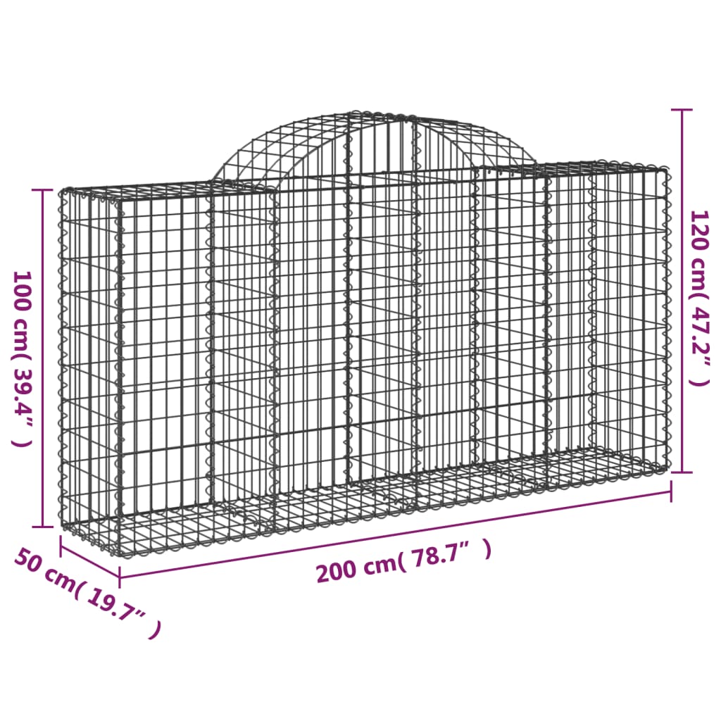 Cesti Gabbioni ad Arco 50 pz 200x50x100/120 cm Ferro Zincato | homemem39