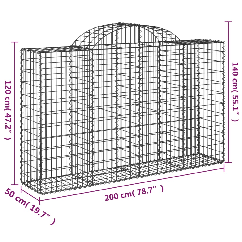 Cesti Gabbioni ad Arco 30 pz 200x50x120/140 cm Ferro Zincato | homemem39
