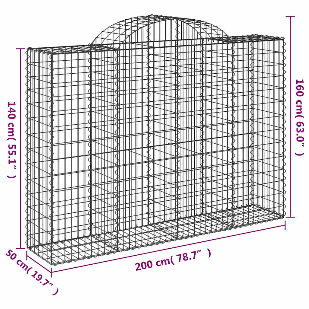 Cesti Gabbioni ad Arco 10 pz 200x50x140/160 cm Ferro Zincato | homemem39