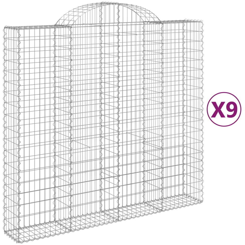 Cesti Gabbioni ad Arco 9 pz 200x50x180/200 cm Ferro Zincato - homemem39