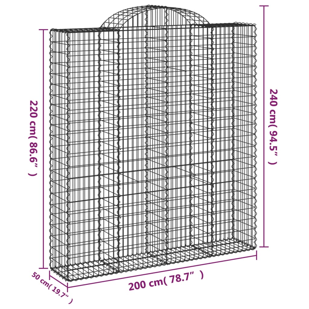 Cesti Gabbioni ad Arco 6 pz 200x50x220/240 cm Ferro Zincato | homemem39