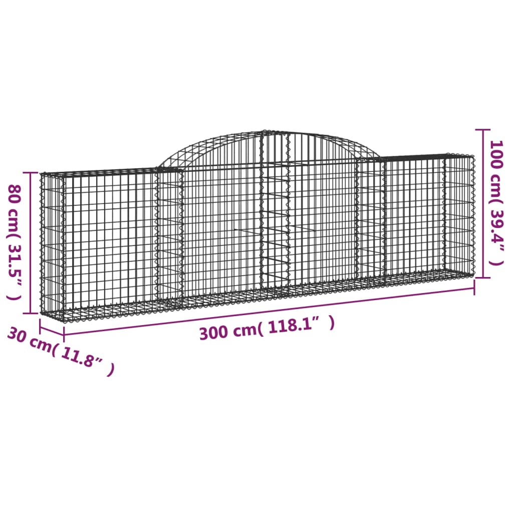 Cesti Gabbioni ad Arco 6 pz 300x30x80/100 cm Ferro Zincato | homemem39