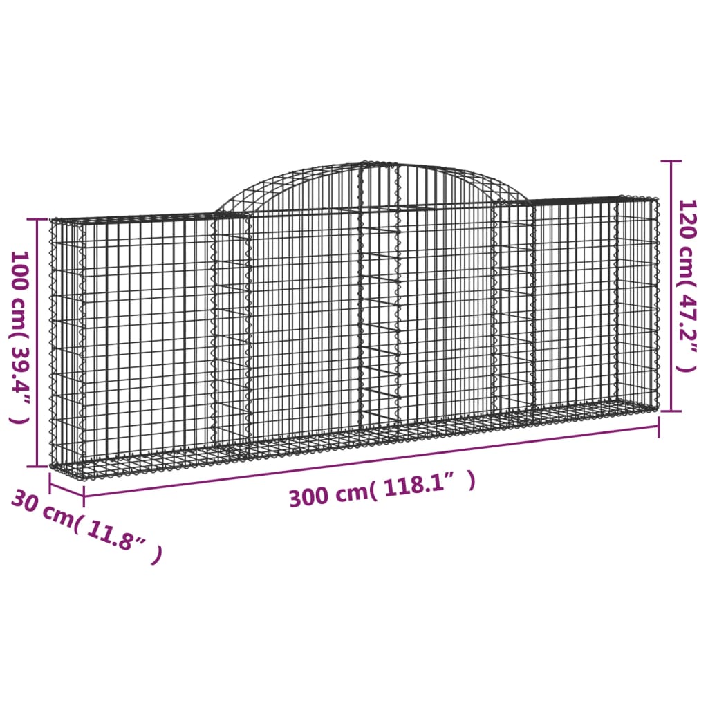 Cesti Gabbioni ad Arco 13 pz 300x30x100/120 cm Ferro Zincato | homemem39
