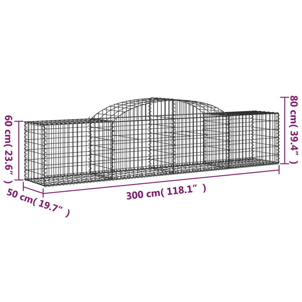 Cesti Gabbioni ad Arco 4 pz 300x50x60/80 cm Ferro Zincato | homemem39