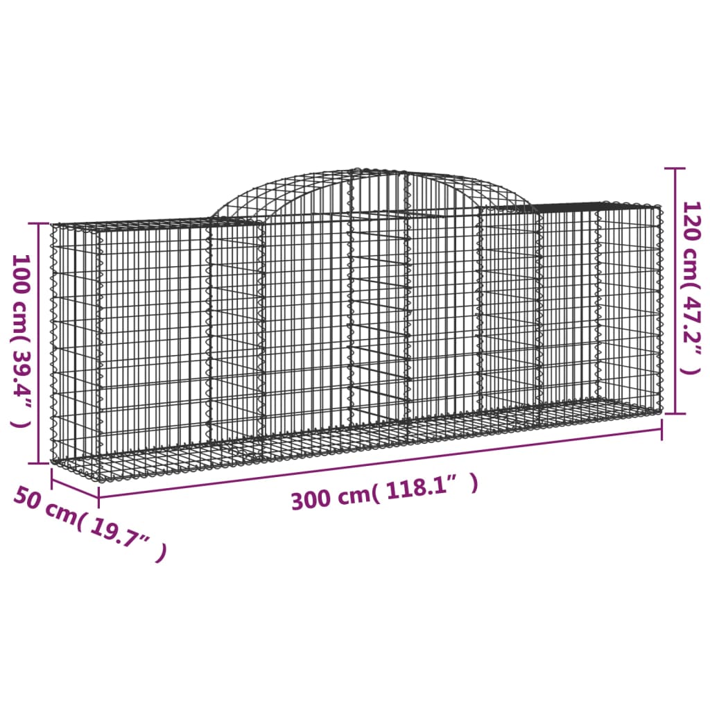 Cesti Gabbioni ad Arco 13 pz 300x50x100/120 cm Ferro Zincato | homemem39