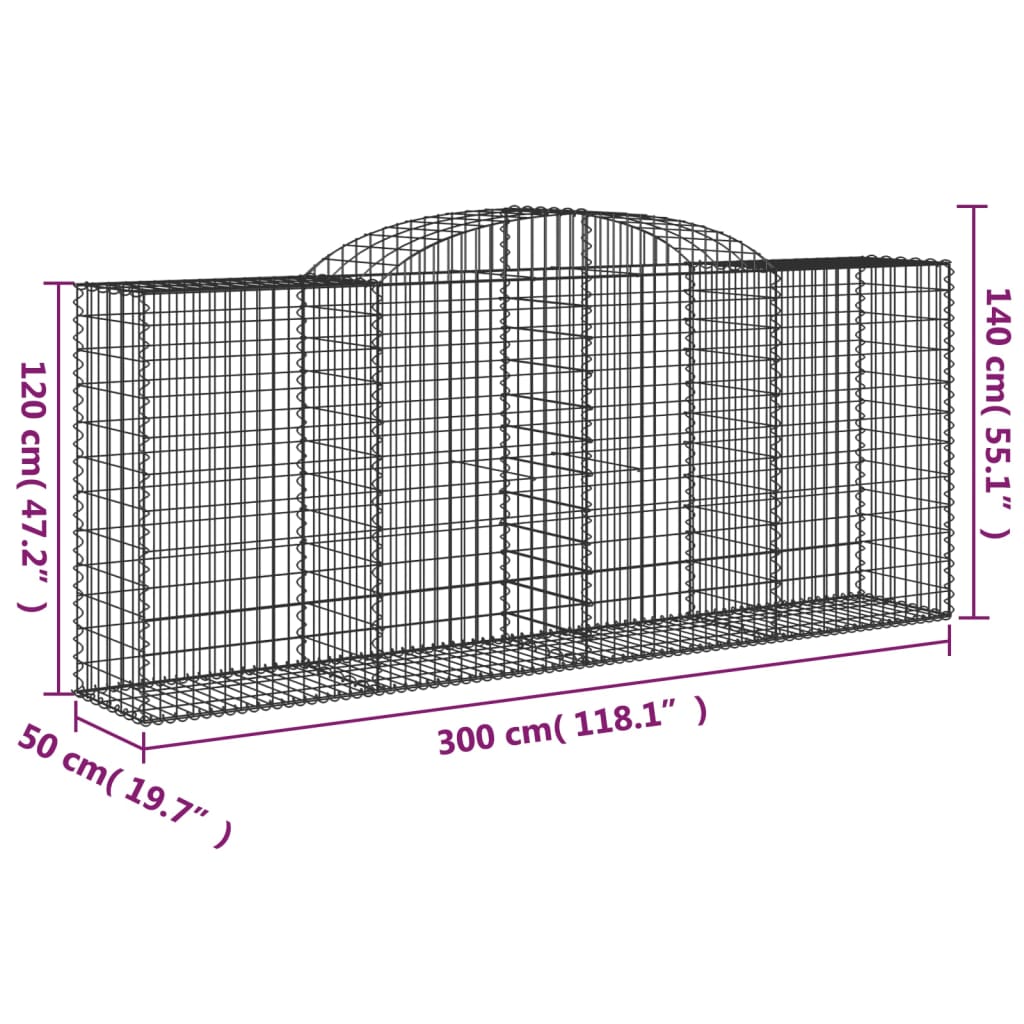 Cesti Gabbioni ad Arco 17 pz 300x50x120/140 cm Ferro Zincato | homemem39